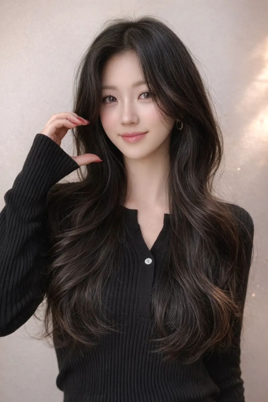 Long layered cut in a dark brown tone · RARIEN Myeongdong