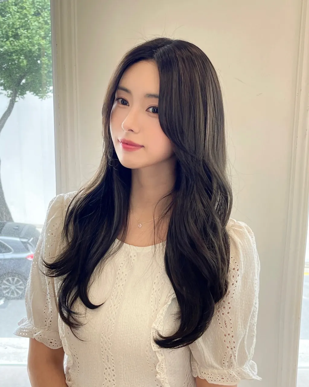 Long layered hair by the window · RARIEN Myeongdong